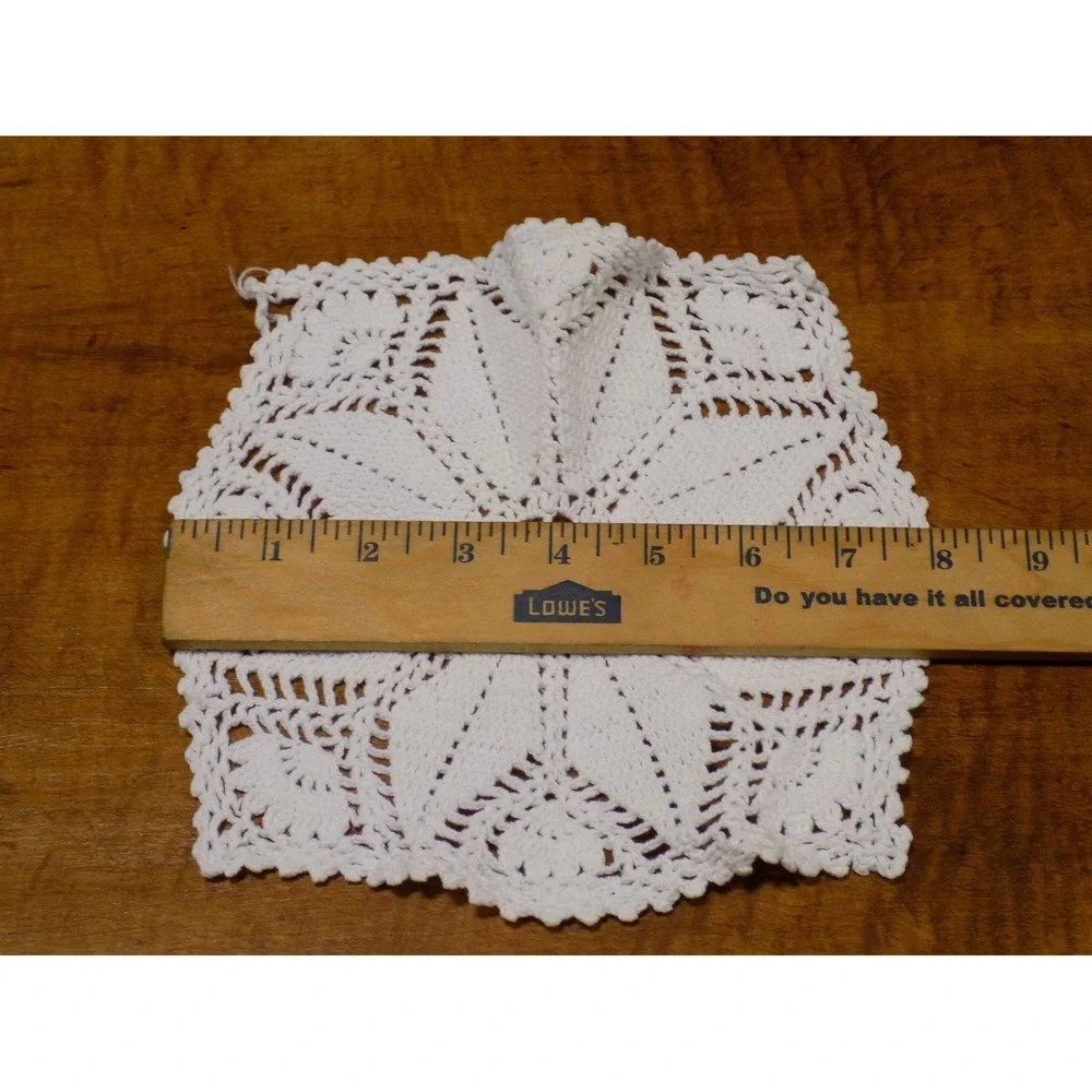 Vintage Square Hand Crocheted Doily Elegant 8